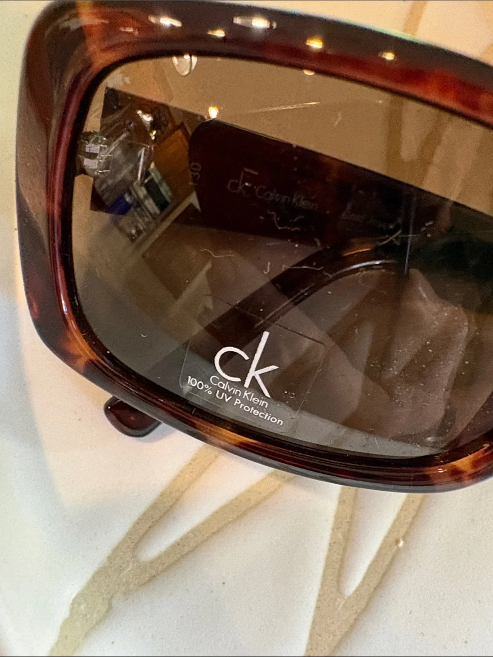 Calvin Klein rectangle tortoiseshell sunglasses